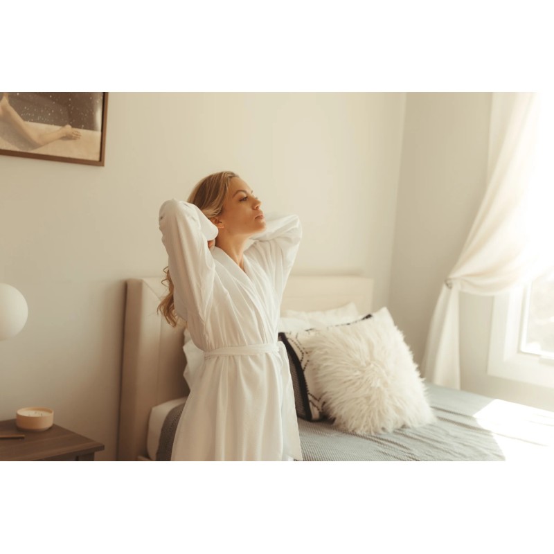 White Seersucker Double Layer Robe