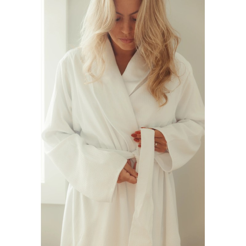 White Seersucker Double Layer Robe
