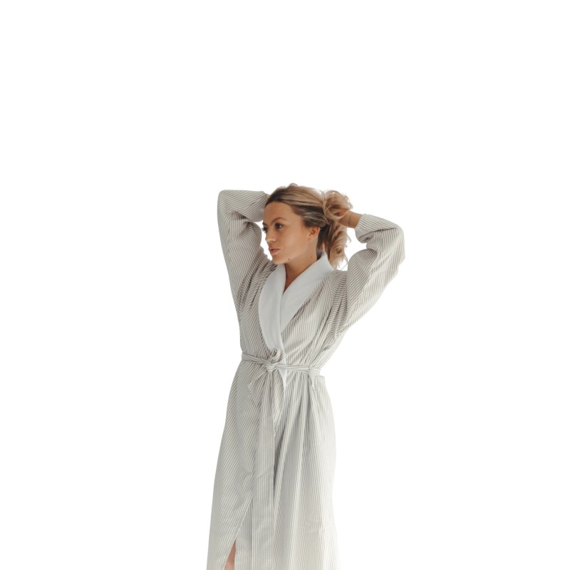 Taupe Seersucker Double Layer Robe