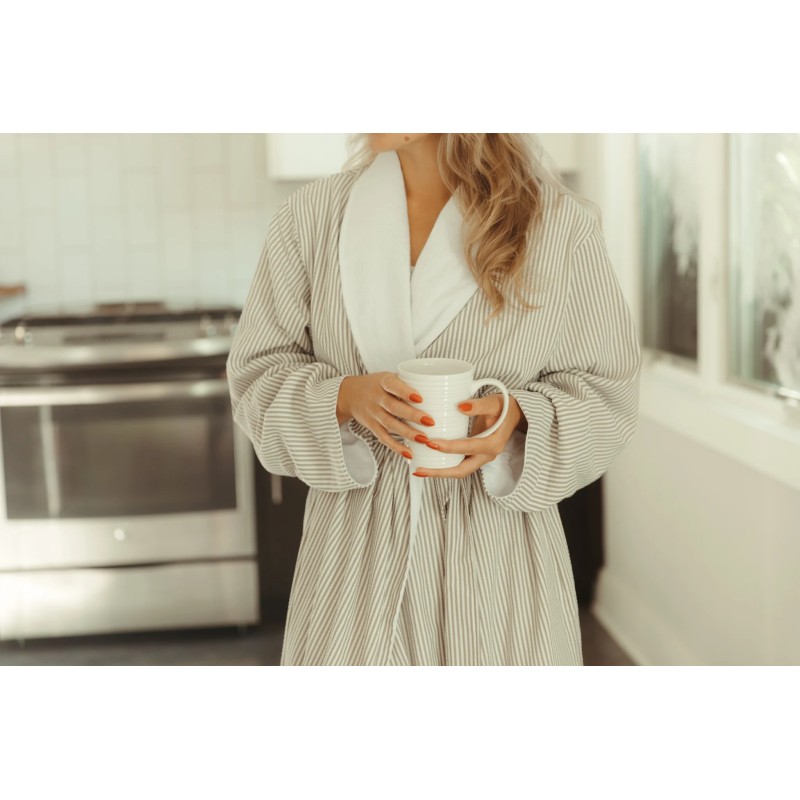Taupe Seersucker Double Layer Robe