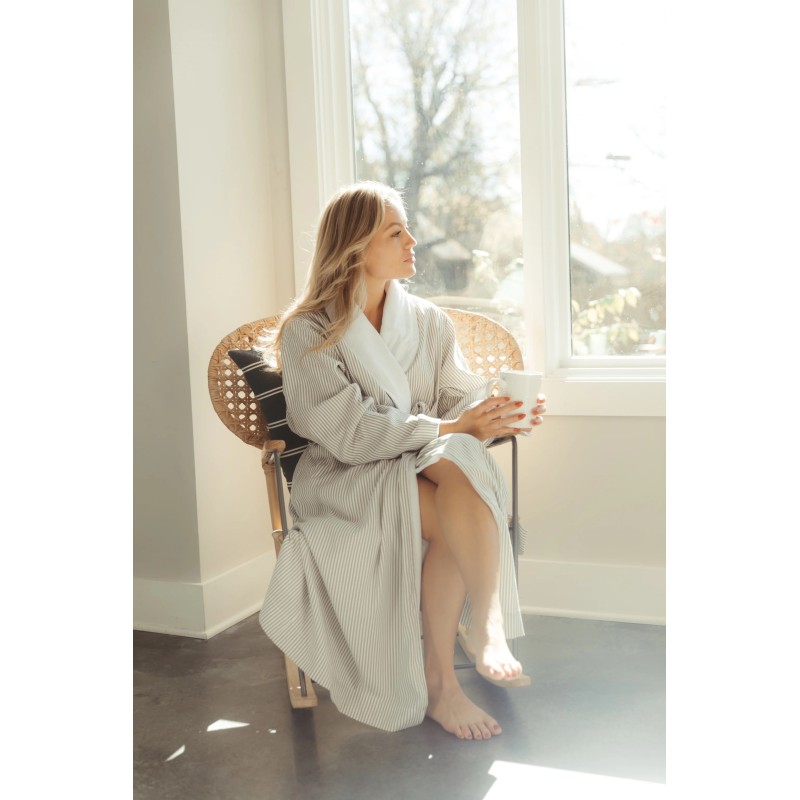 Taupe Seersucker Double Layer Robe