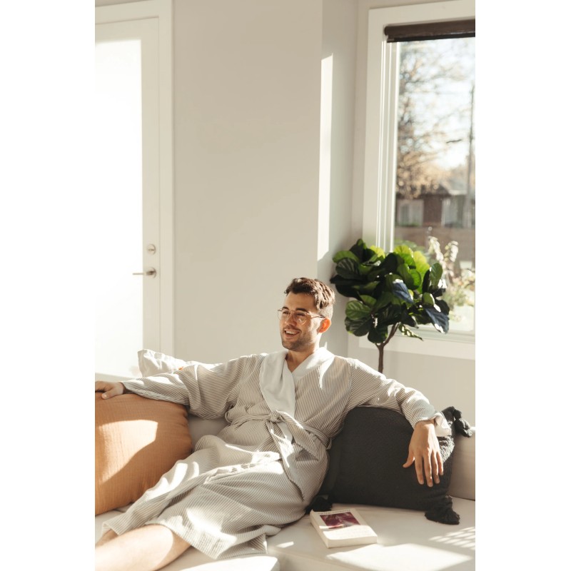 Taupe Seersucker Double Layer Robe