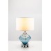 Blue Coastal Glass Table Lamp with Chrome Base & White Drum Shade – LOGBCGTL-4587