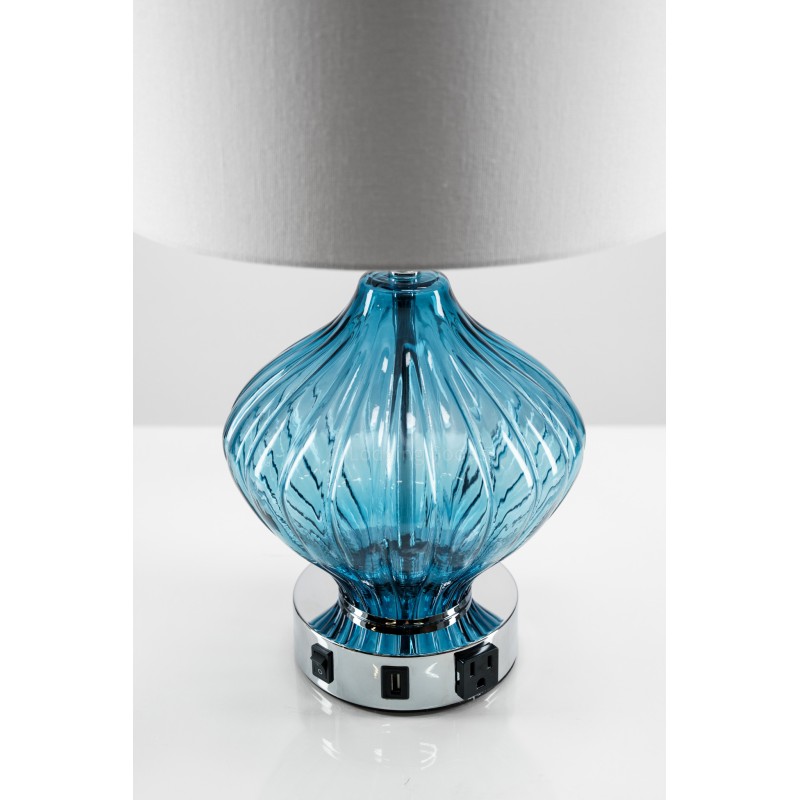 BLUE COASTAL GLASS TABLE LAMP