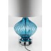 Blue Coastal Glass Table Lamp with Chrome Base & White Drum Shade – LOGBCGTL-4587