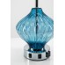 Blue Coastal Glass Table Lamp with Chrome Base & White Drum Shade – LOGBCGTL-4587