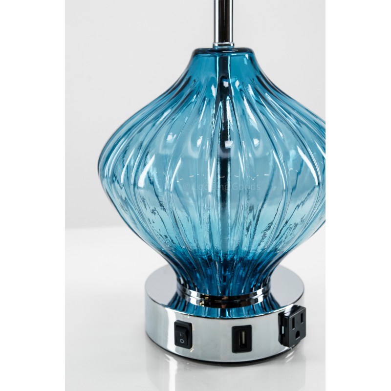 BLUE COASTAL GLASS TABLE LAMP