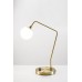 Mid Century Modern Gold Table Lamp – 25" High with USB & Outlet