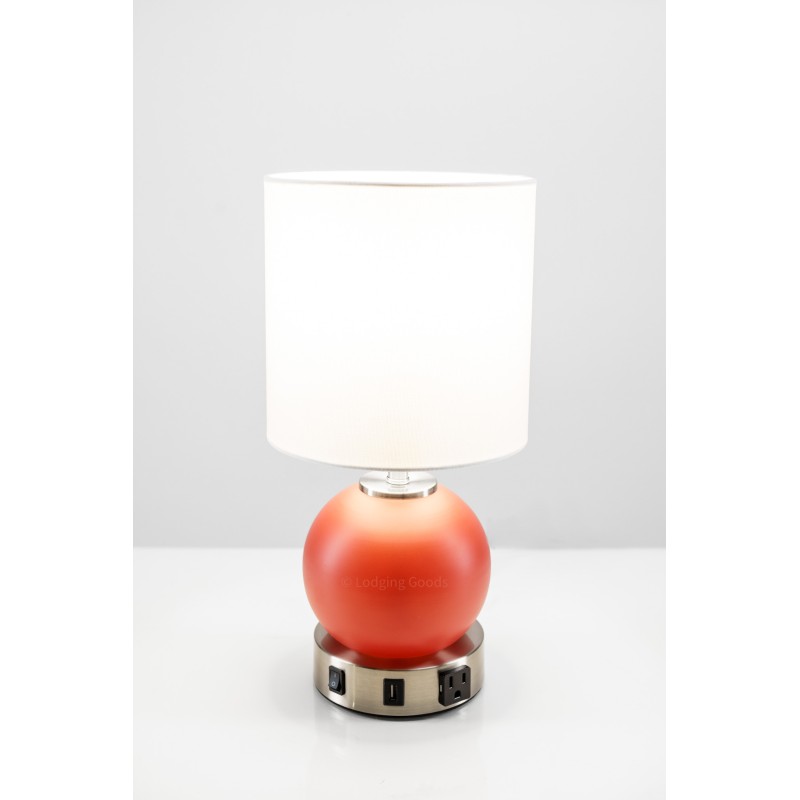 Compact Red Globe Desk Lamp – 16" Modern Accent Table Lamp