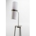 Tripod Floor Lamp with White Linen Shade – Brushed Nickel, E26 Sockets & Convenience Outlets