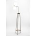 Tripod Floor Lamp with White Linen Shade – Brushed Nickel, E26 Sockets & Convenience Outlets