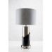 Modern Black and Brushed Nickel Table Lamp – 23.75" High with USB & Outlet | LOGMBBNTL-568
