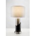 Modern Black and Brushed Nickel Table Lamp – 23.75" High with USB & Outlet | LOGMBBNTL-568