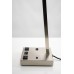 Brushed Nickel Slanted Table Lamp with Dual Outlets, USB & USB-C – Double E26 Sockets