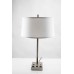 Brushed Nickel Slanted Table Lamp with Dual Outlets, USB & USB-C – Double E26 Sockets