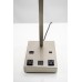 Brushed Nickel Slanted Table Lamp with Dual Outlets, USB & USB-C – Double E26 Sockets