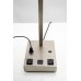 Brushed Nickel Slanted Table Lamp with Dual Outlets, USB & USB-C – Double E26 Sockets