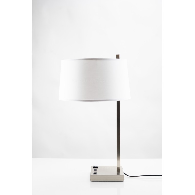 Brushed Nickel Slanted Table Lamp Single Features