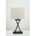 X-Shaped Matte Black Table Lamp with USB Port and Dual Outlets