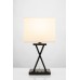 X-Shaped Matte Black Table Lamp with USB Port and Dual Outlets