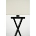X-Shaped Matte Black Table Lamp with USB Port and Dual Outlets