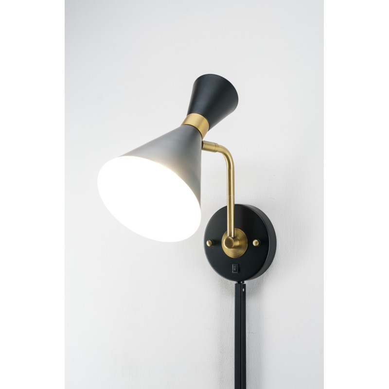 Wall Lamp Matte Black & Brass Hourglass Shape