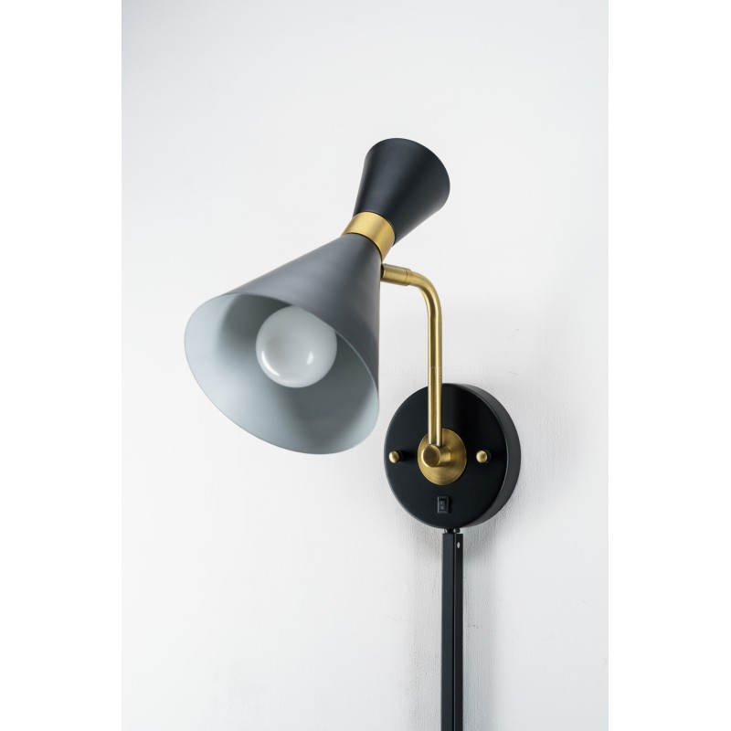 Wall Lamp Matte Black & Brass Hourglass Shape