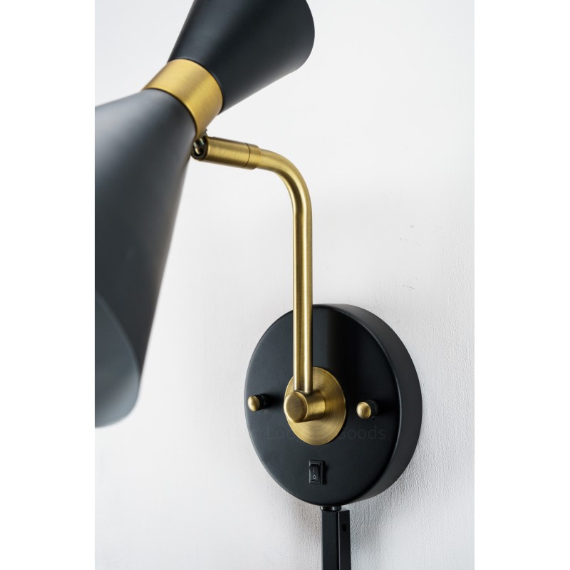 Wall Lamp Matte Black & Brass Hourglass Shape