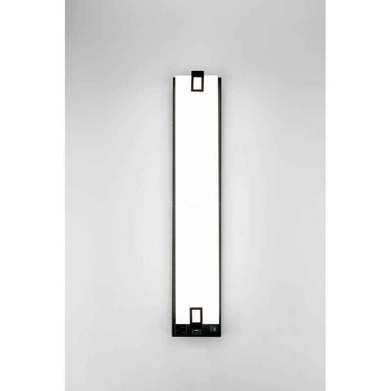 Black Linear LED Wall Lamp with USB & Power Outlet – 18W 5000K – Matte Black – LOGBLWL-2145