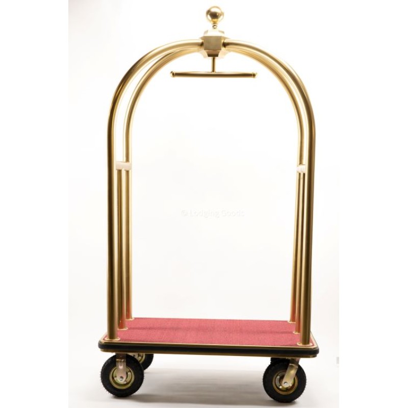 Bellman’s Cart Gold Tone Finish – Red Carpet Hotel Luggage Cart with 8" Pneumatic Wheels