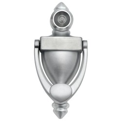 DOOR KNOCKER WITH PEEPHOLE, LARGE Door Knocker - Satin Chrome