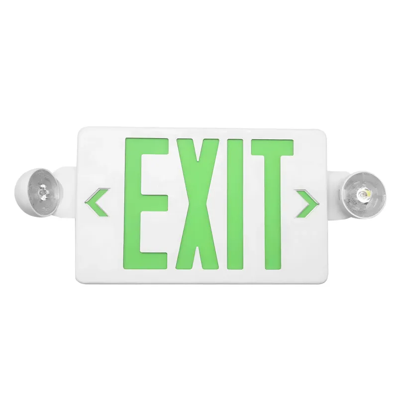Green Combo LED Emergency Exit Sign-Battery Backup-Adjustable Light Heads | LS-ES007SG