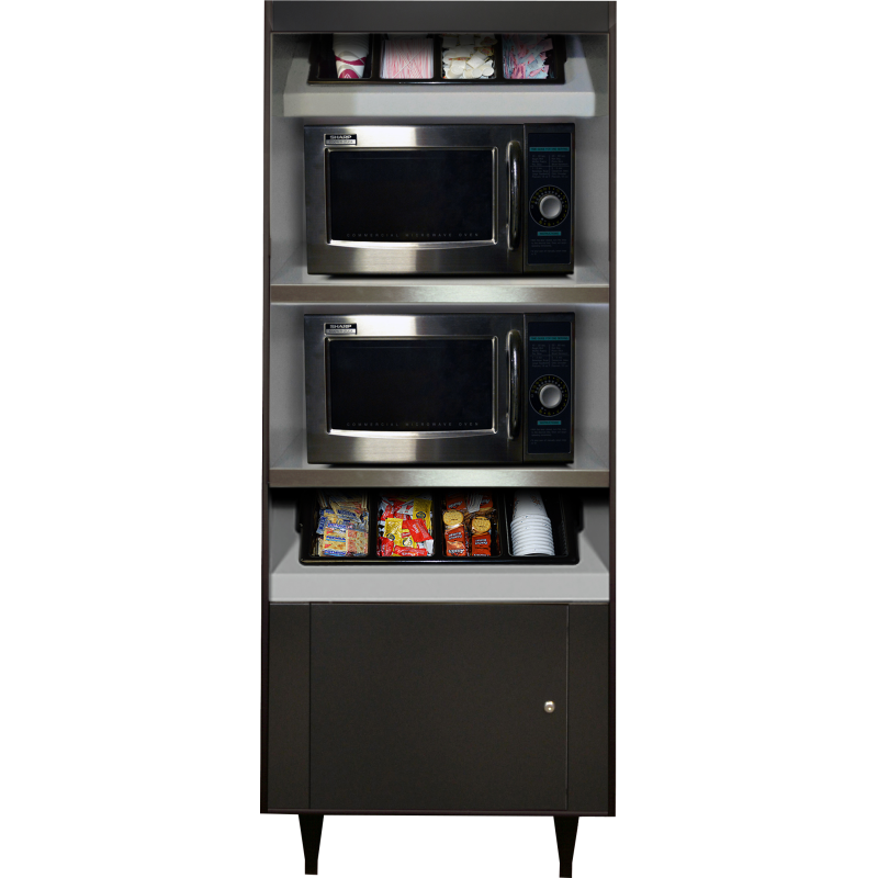 Microwave & Condiment Stand with Locking Storage and 2 Cutlery Bins – Model AS272-2-N/L