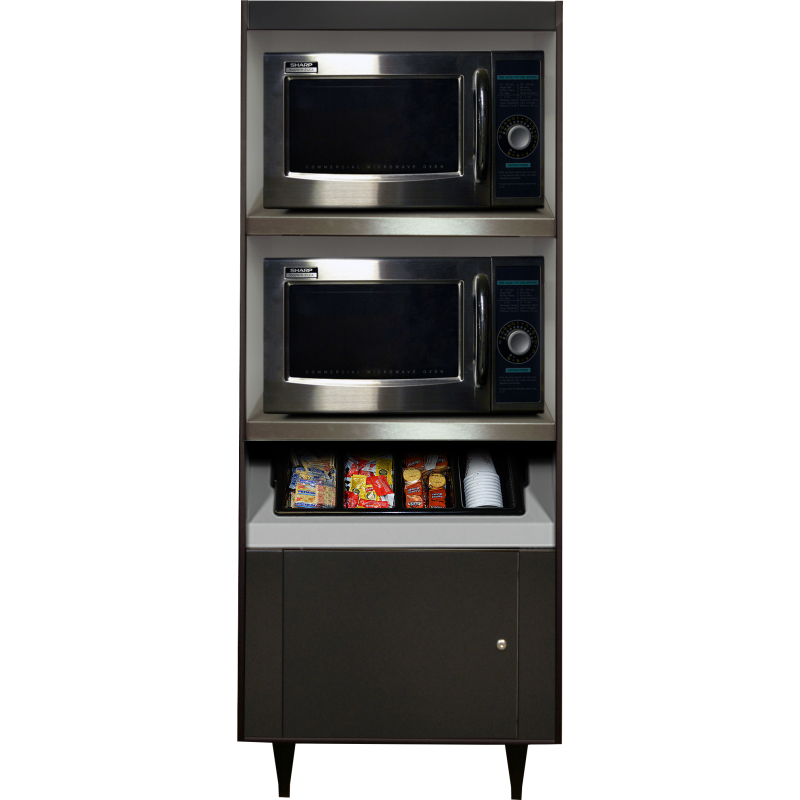 Heavy-Duty Microwave & Condiment Stand with Locking Storage – Model AS272-N/L