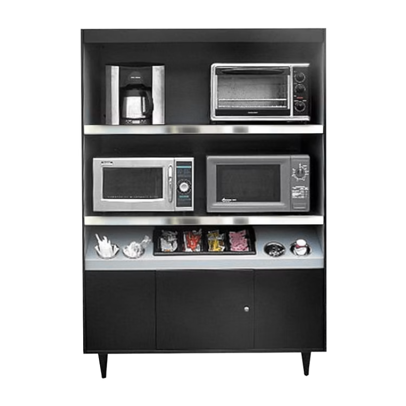 Microwave & Condiment Stand with Cutlery Bin and 4 Cylindrical Cups – Model AS492-4-4C-N/L