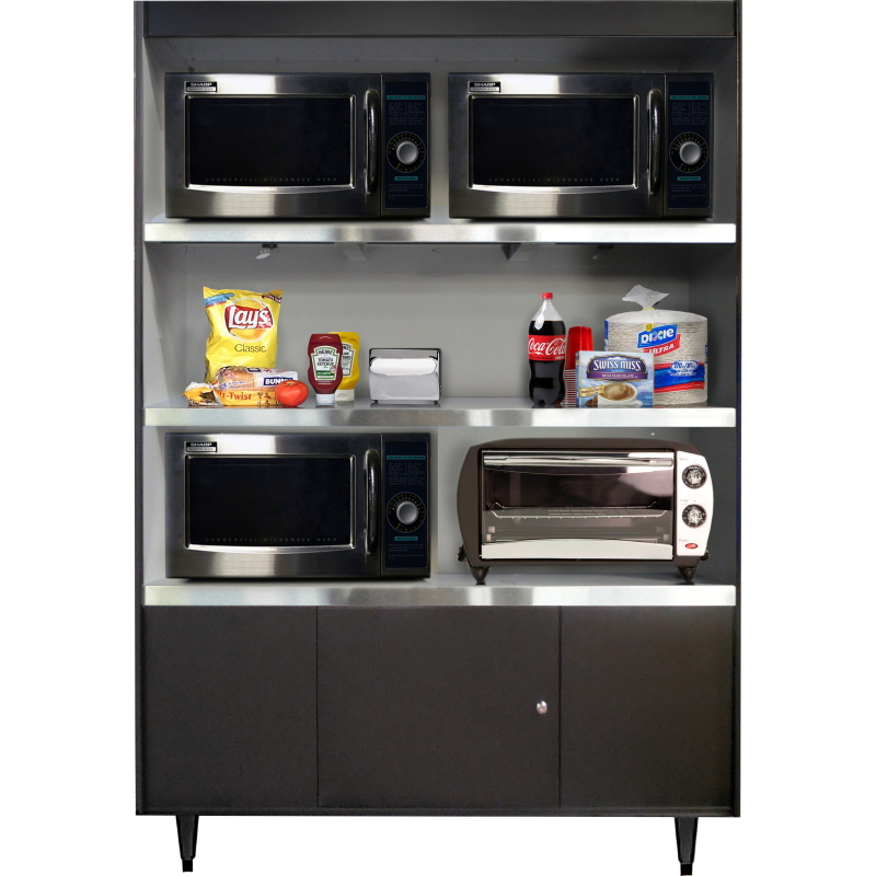 Microwave & Condiment Stand with 6 Built-In Outlets – Model AS493-6-N/L