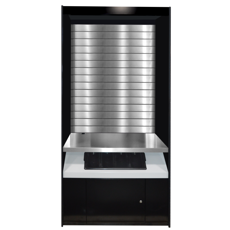 Micro Market Display Stand with Locking Storage and Cutlery Bin – Model ASMMS 361-DSST