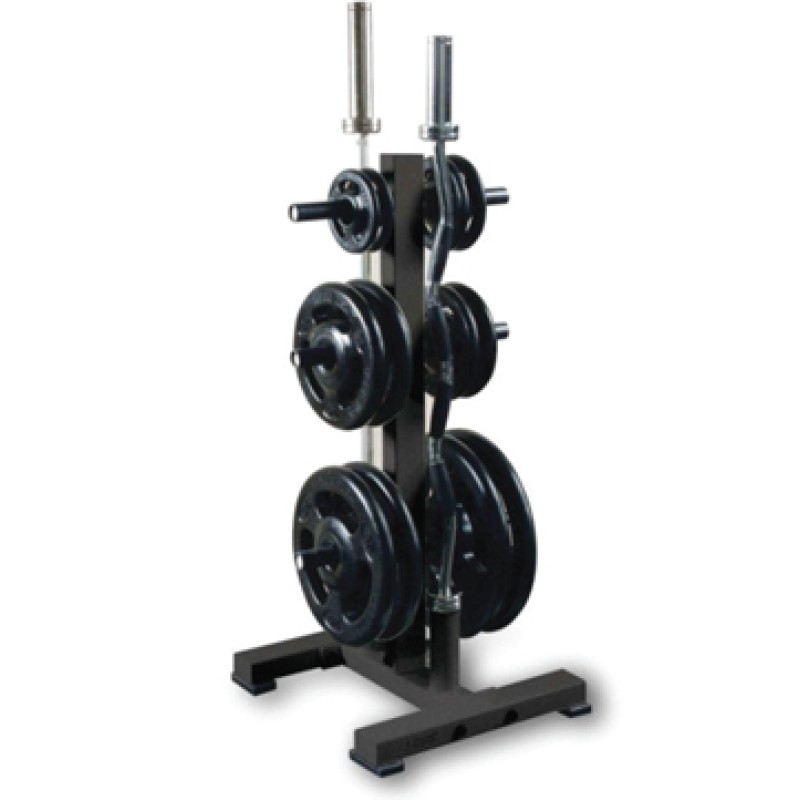 Olympic Rubber Plate Tree Kit with Bars and ISO Grip Plates Set