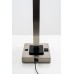 Brushed Nickel & Black Wood Table Lamp with USB Port and Outlet – White Hardback Shade, 27"