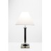 Brushed Nickel & Black Wood Table Lamp with USB Port and Outlet – White Hardback Shade, 27"