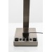 Double Table Lamp with 2 Power Outlets and 2 USB Ports – Brushed Nickel Finish