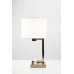 Double Table Lamp with 2 Power Outlets and 2 USB Ports – Brushed Nickel Finish