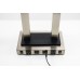Brushed Nickel & Black Wood Desk Lamp with 2 Outlets & 2 USB Ports – 27”