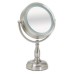 Lighted Tabletop Mirror – Brushed Satin, 1x & 3x Magnification, LED Halo Light