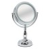 Lighted Tabletop Mirror – Chrome, 1x & 3x Magnification, LED Halo Light