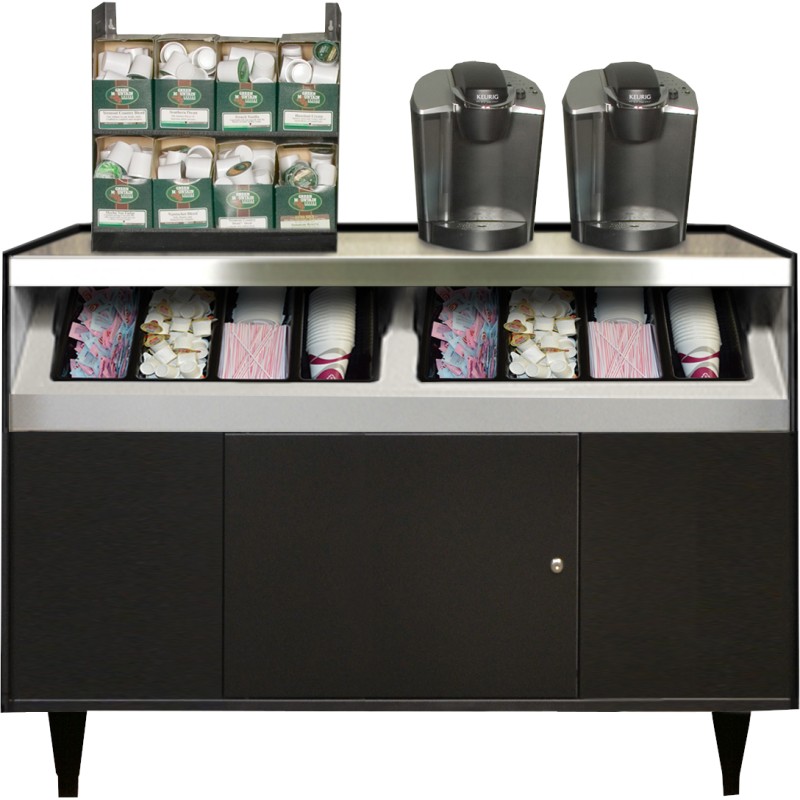 High-Capacity Coffee Station with Cutlery Bins – Model OCS490