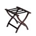 Contoured Wooden Luggage Rack – Mahogany Finish Elegant Hardwood Suitcase Stand
