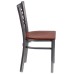 Clear Coated ''X'' Back Metal Restaurant Chair - Cherry Wood Seat