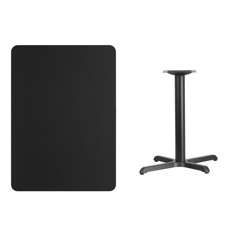 30'' x 42'' Rectangular Black Laminate Table Top with 22'' x 30'' Table Height Base