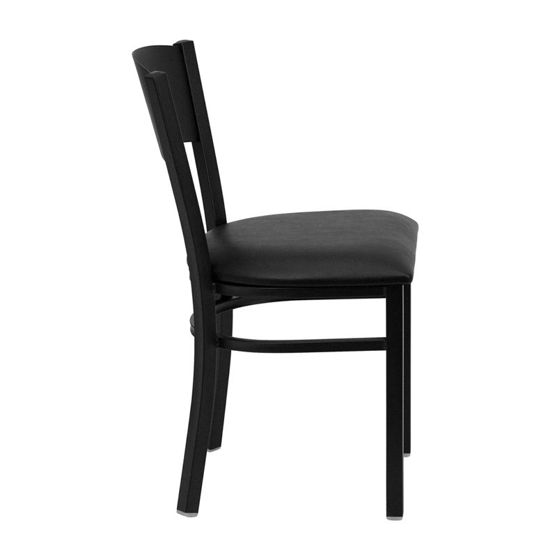Circle Back Metal Restaurant Chair - Black Vinyl Seat